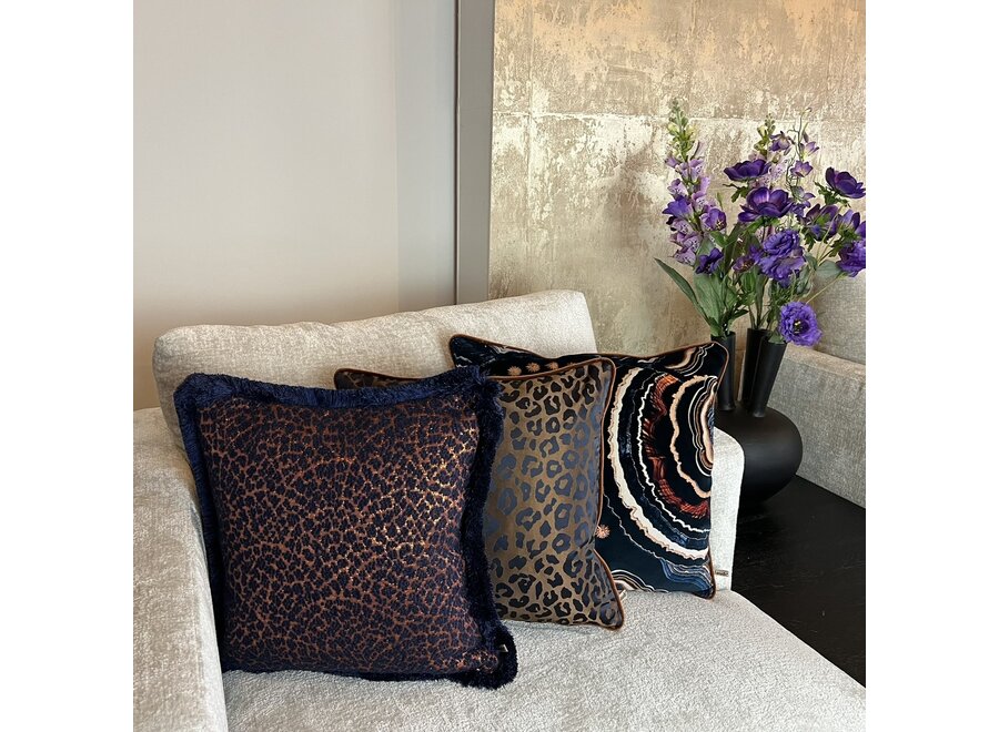 Coussin Lulu Copper/Indigo + Fringe Indigo – Temperley X ROMO Collection