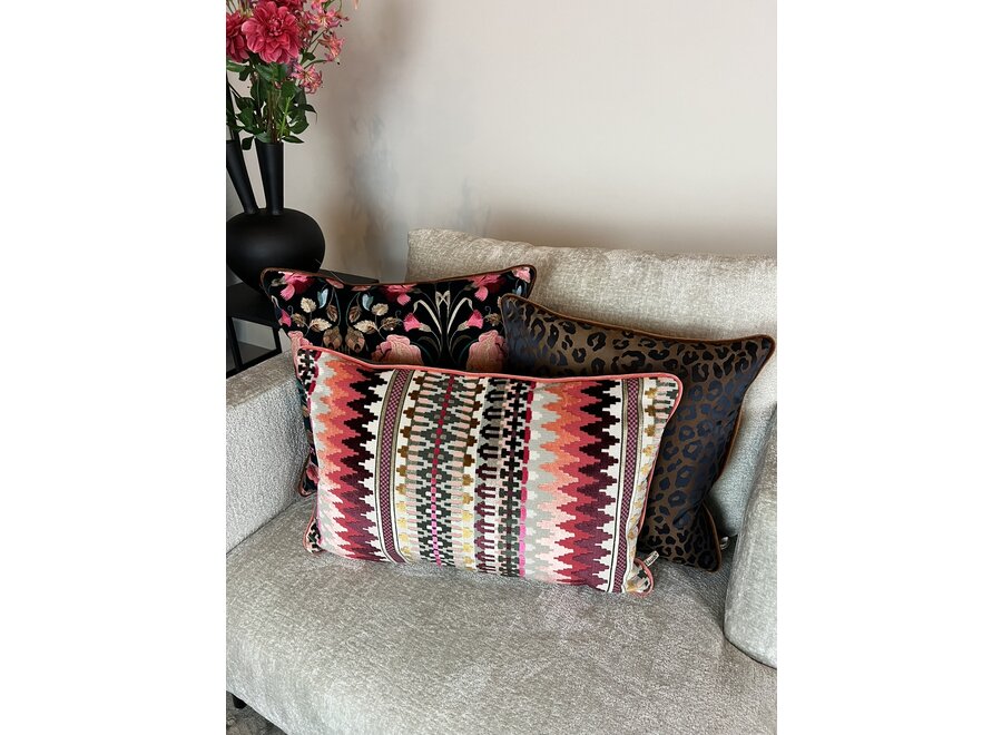 Coussin Bonita Pink/Black + Piping Copper – Temperley X ROMO Collection