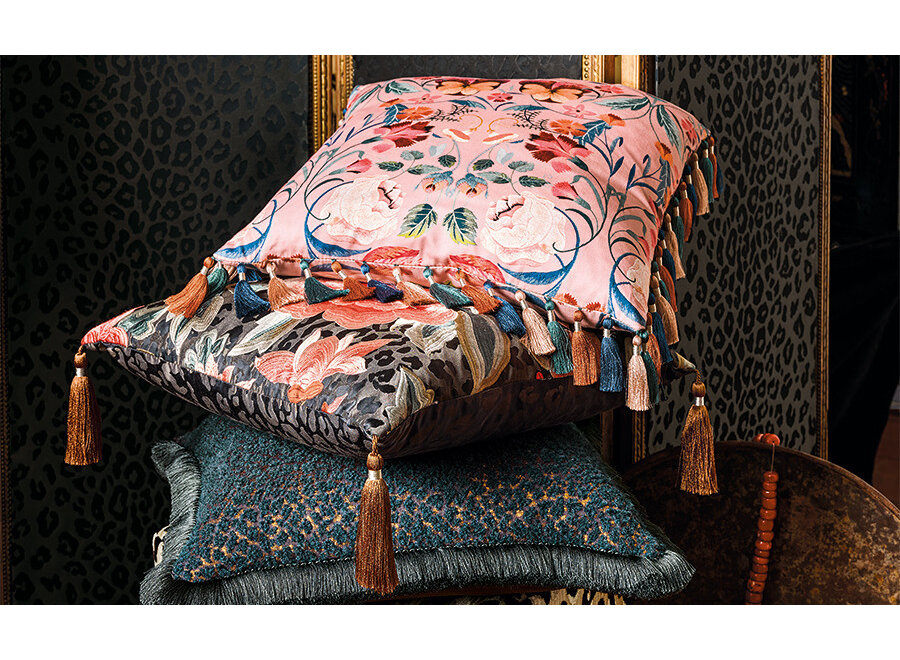 Cushion Lavinia Rose/Anthracite + Tassels Copper – Temperley X ROMO Collection