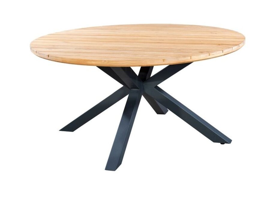 Round dining table 'Noas' - Dark Grey Alu/Teak