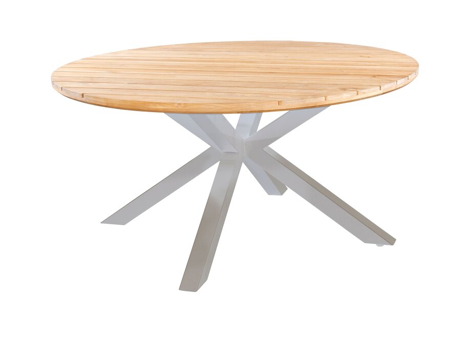 Round dining table 'Noas' - Salix Alu/Teak