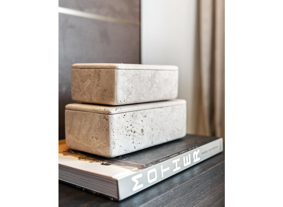 Storage box 'Herning' Travertine - L