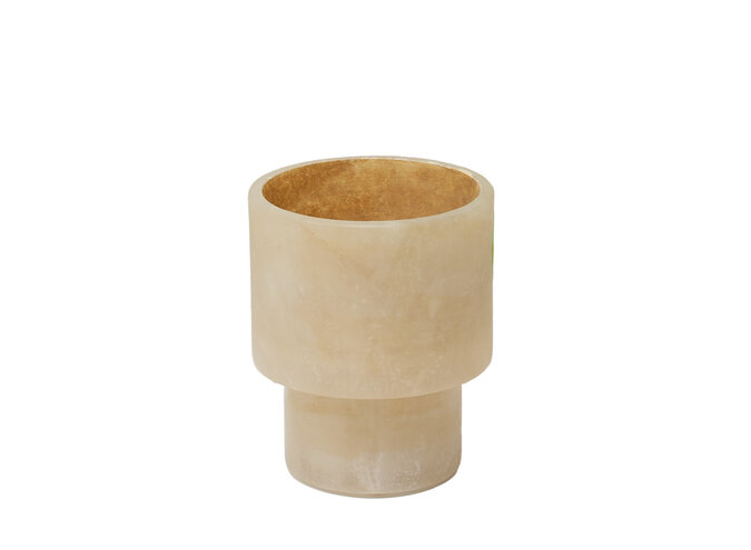 Teelicht aus Alabaster 'Lascar' - S - Beige