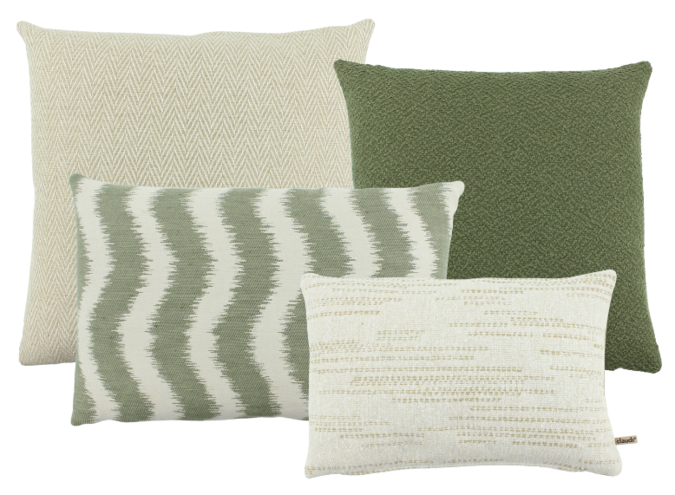 Kussencombinatie Outdoor Olive: Betina, Short, Hewella & Cafello