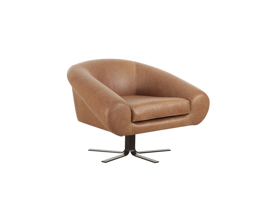 Chaise longue 'Cube' - Brown leather