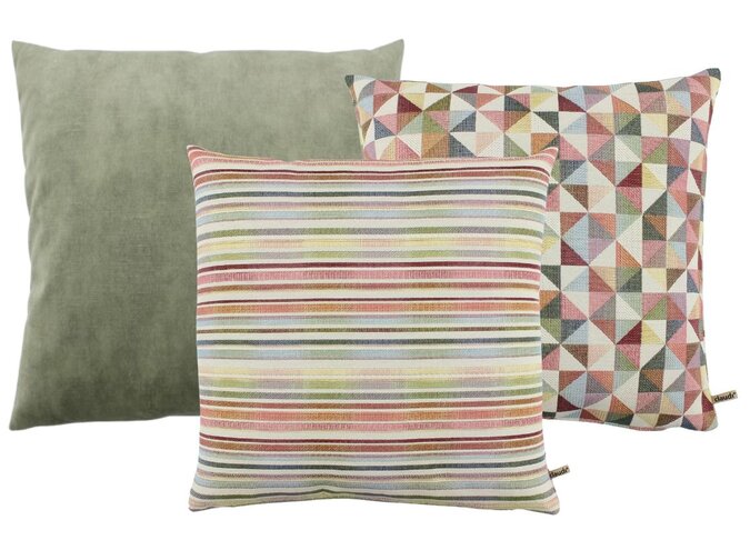 Combinaison de coussins Pastel Multicolor: Adona, Triangle & Stripes