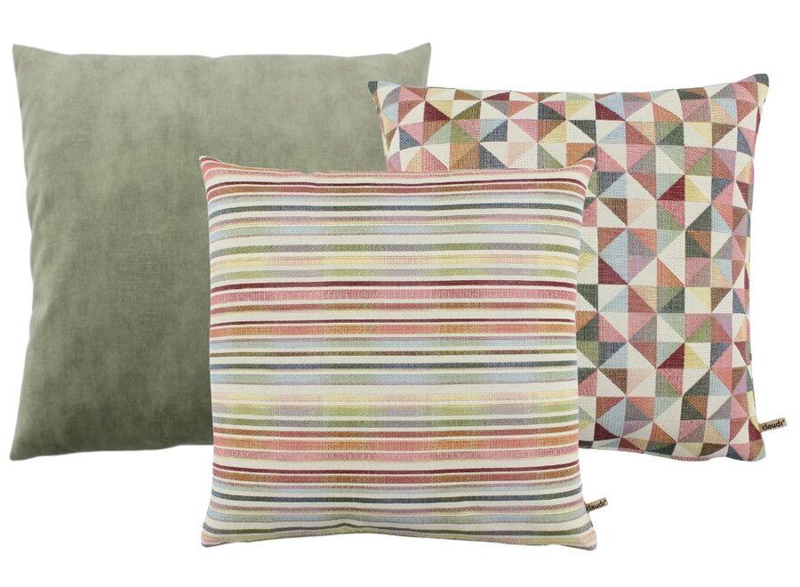 Combinaison de coussins Pastel Multicolor: Adona, Triangle & Stripes