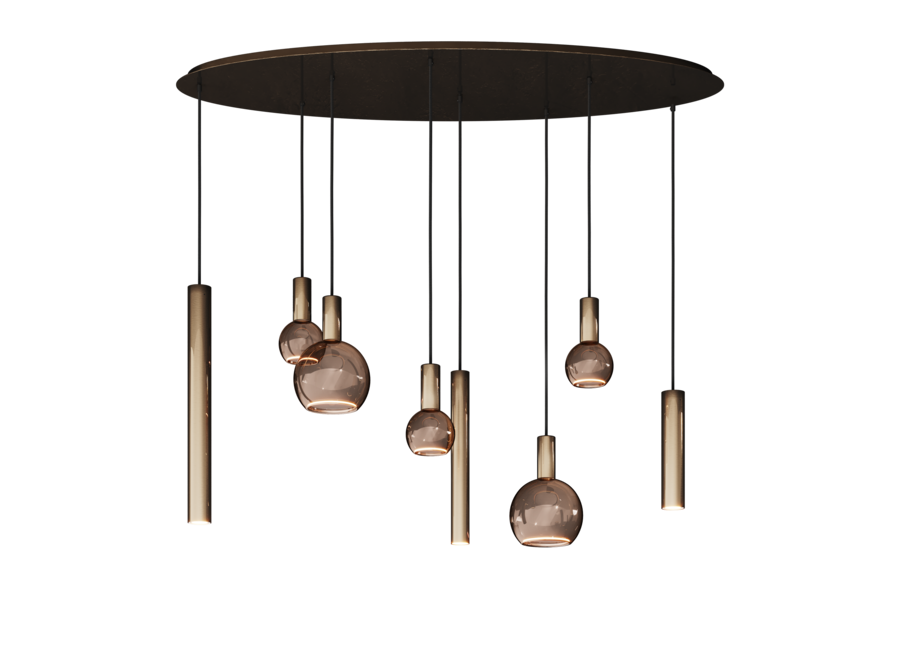 Hanging lamp 'Riva' Oval 140cm - Platinum - 8 lights Segula light package