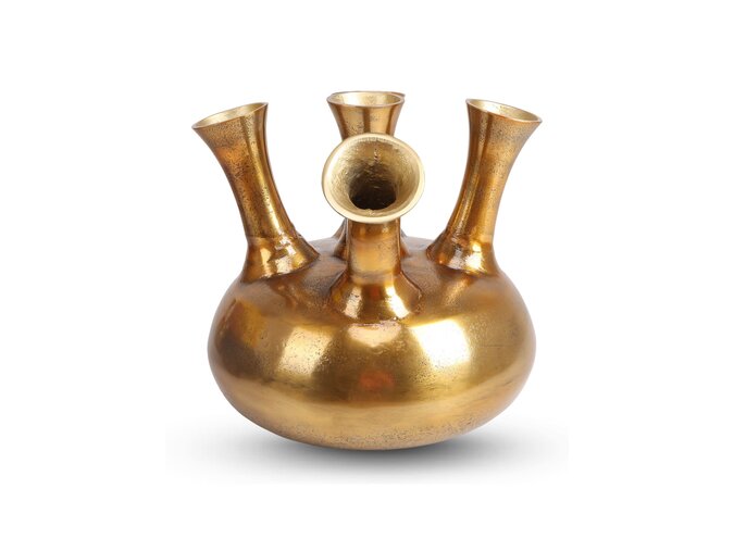 Horn vase '5 mouth' bronze/gold