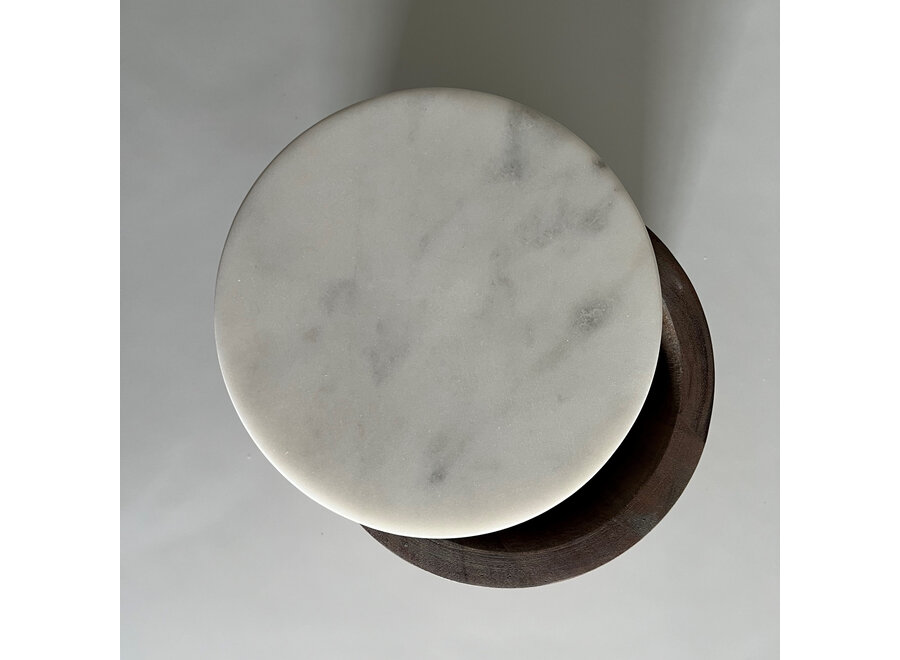 Wooden pot with marble lid