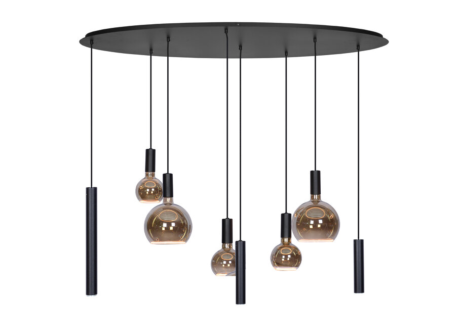 Hängelampe 'Riva' Oval - Matt Black - 8 Lichter Segula Lichtpaket