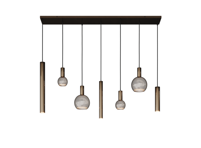 Lampe suspendue 'Riva' Straight - Platinum - 7 lumières Paquet de lumière Segula