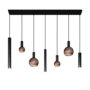 Hanglamp 'Riva' Straight 145cm - Matt Black - 7 lichts Segula lichtpakket