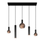 Hanging lamp 'Riva' Straight 100cm - Matt Black - 5 lights Segula light package