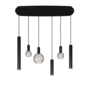 Hanging lamp 'Riva' Danish Oval 110cm - Matt Black - 6 lights Segula light package