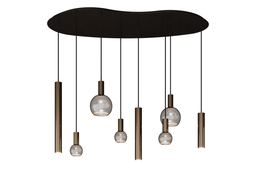Hängelampe 'Riva' Organic - Platinum - 8 Lichter Segula light Paket