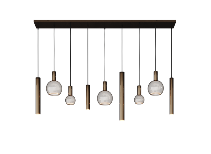 Hängelampe 'Riva' Straight - Platinum - 9 Lichter Segula light package