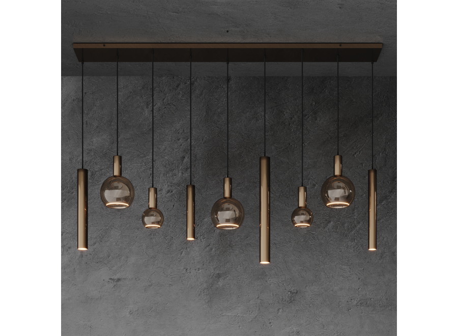Hängelampe 'Riva' Straight 170cm - Platinum - 9 Lichter Segula light package