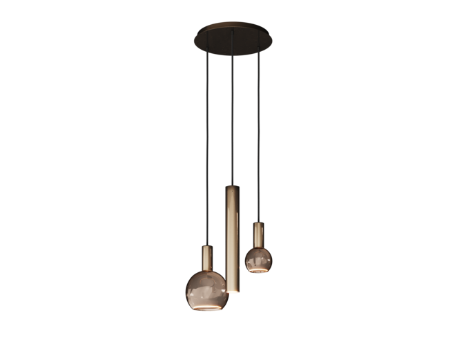 Hängelampe 'Riva' Round - Platinum - 3 Lichter Segula light Paket