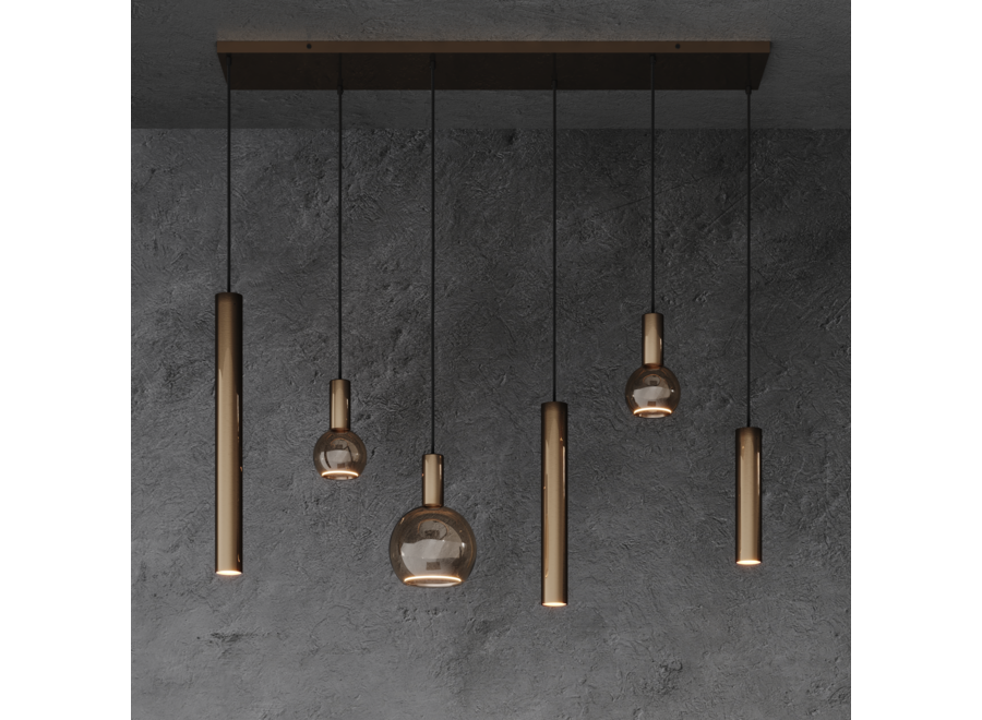 Hängelampe 'Riva' Straight 120cm - Platinum - 6 Lichter Segula light Paket