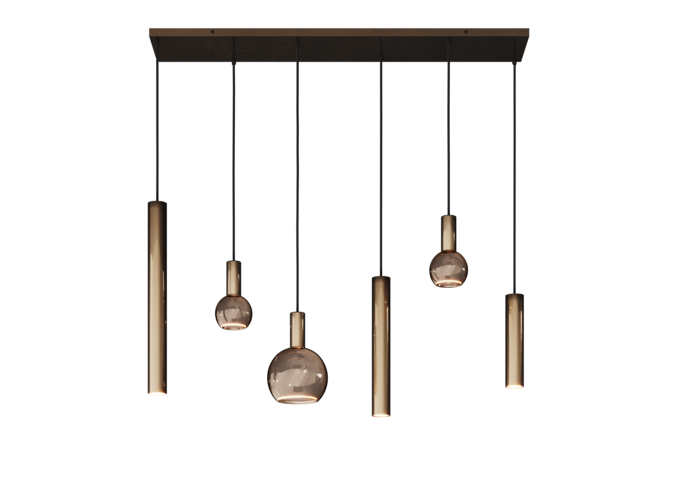 Lampe suspendue 'Riva' Straight - Platinum - 6 lumières Paquet de lumière Segula