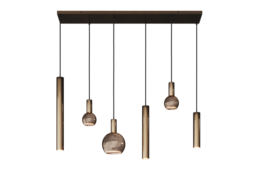 Hängelampe 'Riva' Straight - Platinum - 6 Lichter Segula light Paket