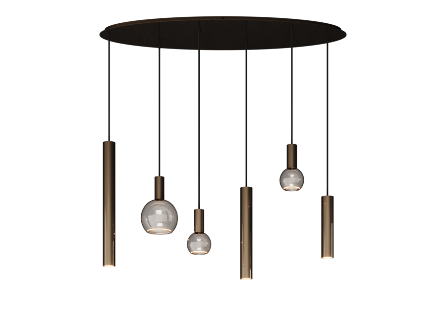Hanglamp 'Riva' Oval 120cm - Platinum - 6 lichts Segula lichtpakket