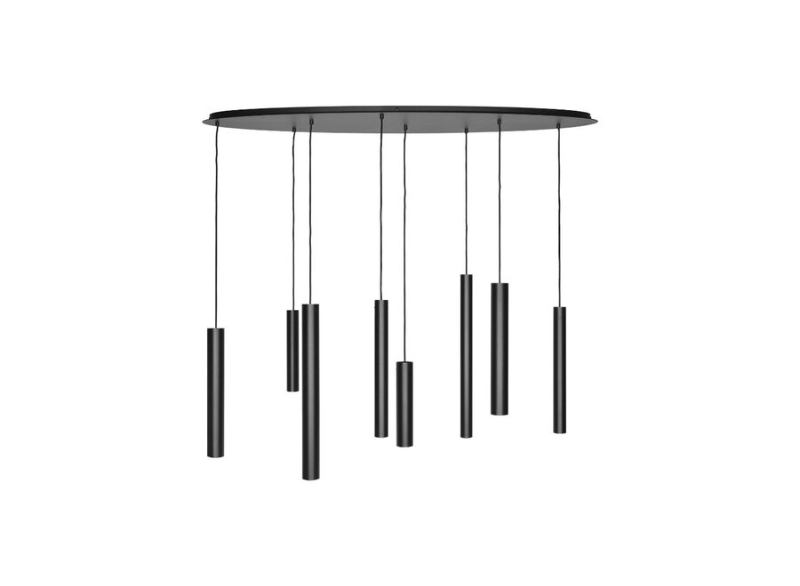 Lampe suspendue 'Mello' Oval - Matt Black - 8 lumières paquet lumière