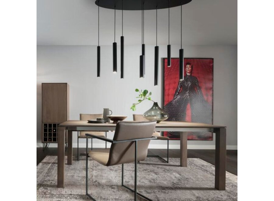 Hanglamp 'Mello' Oval 140cm - Matt Black - 8 lichts lichtpakket