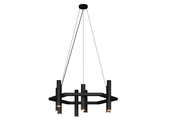Hanglamp 'Stelvio' Hexagon - Matt Black - 12 lichts lichtpakket