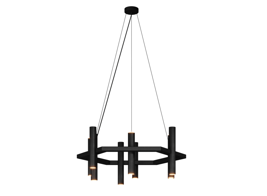Hängelampe 'Stelvio' Hexagon - Matt Black - 12 Lichter Lichtpaket
