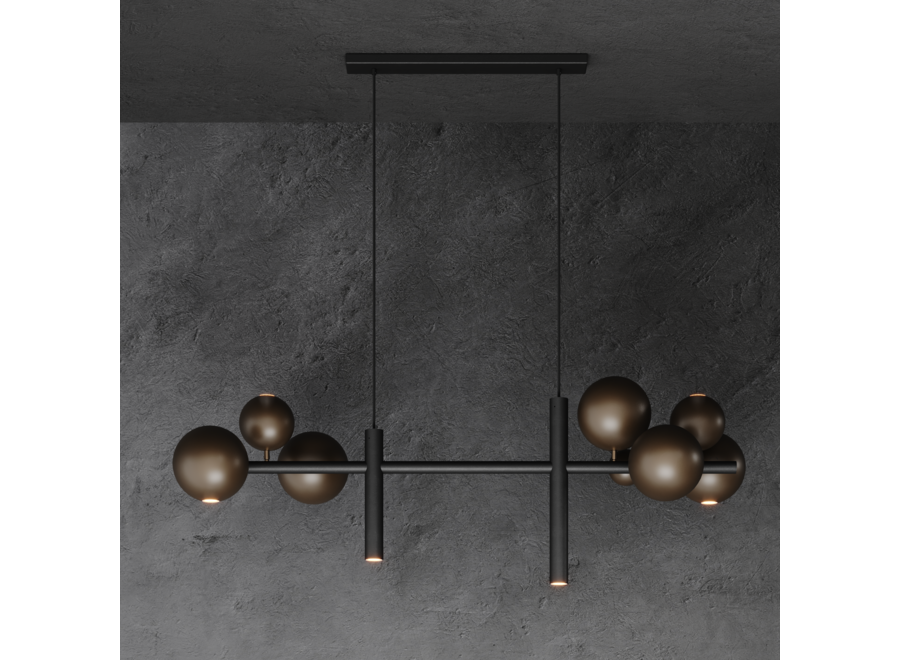 Hanglamp 'Urbino' Matt Black/Platinum - 6 lichts lichtpakket