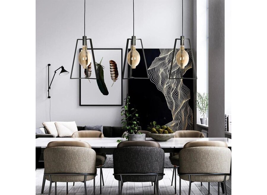 Lampe suspendue 'Trevi' Matt Black - 3 lumières paquet lumière zeppelin
