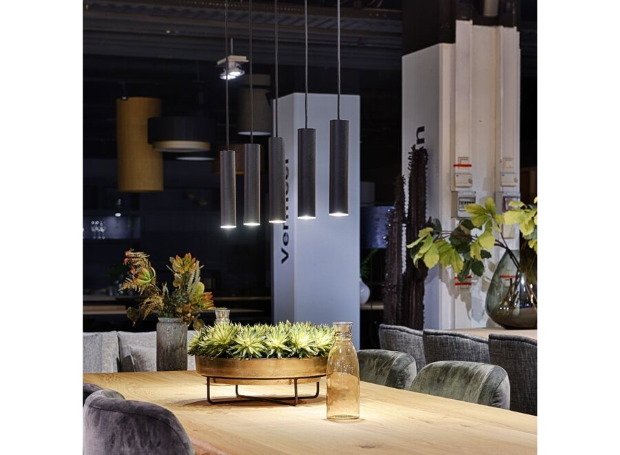 Hanging lamp 'Salerno' 120cm - Matt Black - 5 lights light package