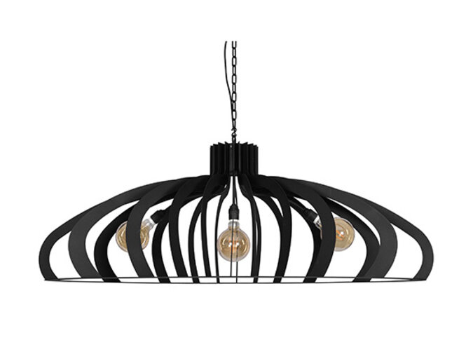 Hanging lamp 'Catania' Oval - Matt Black - 3 lights light package