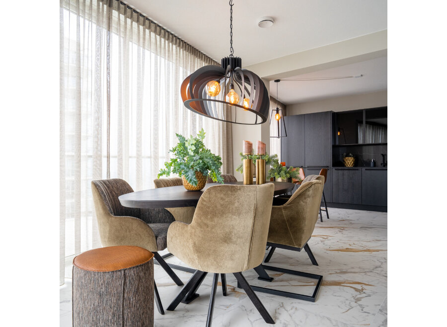 Hanging lamp 'Catania' Oval 140cm - Matt Black - 3 lights light package