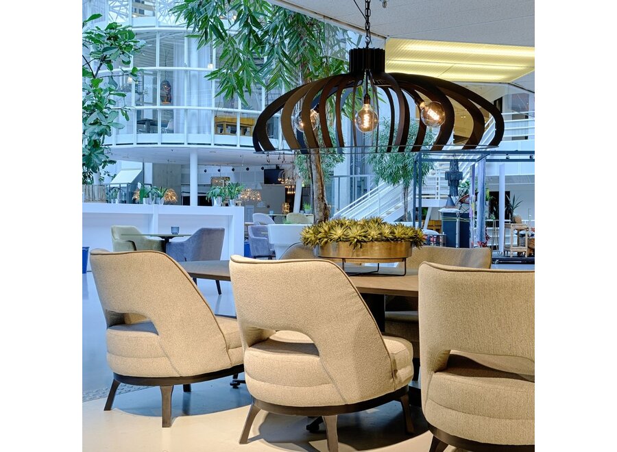 Hanging lamp 'Catania' Oval 140cm - Matt Black - 3 lights light package