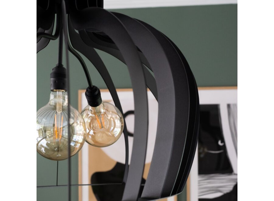 Hanging lamp 'Catania' Oval 140cm - Matt Black - 3 lights light package