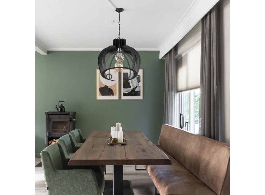 Hanging lamp 'Catania' Oval 140cm - Matt Black - 3 lights light package