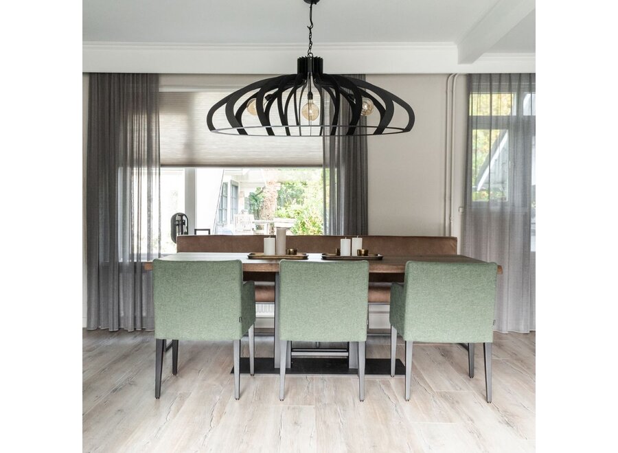 Hanging lamp 'Catania' Oval 140cm - Matt Black - 3 lights light package