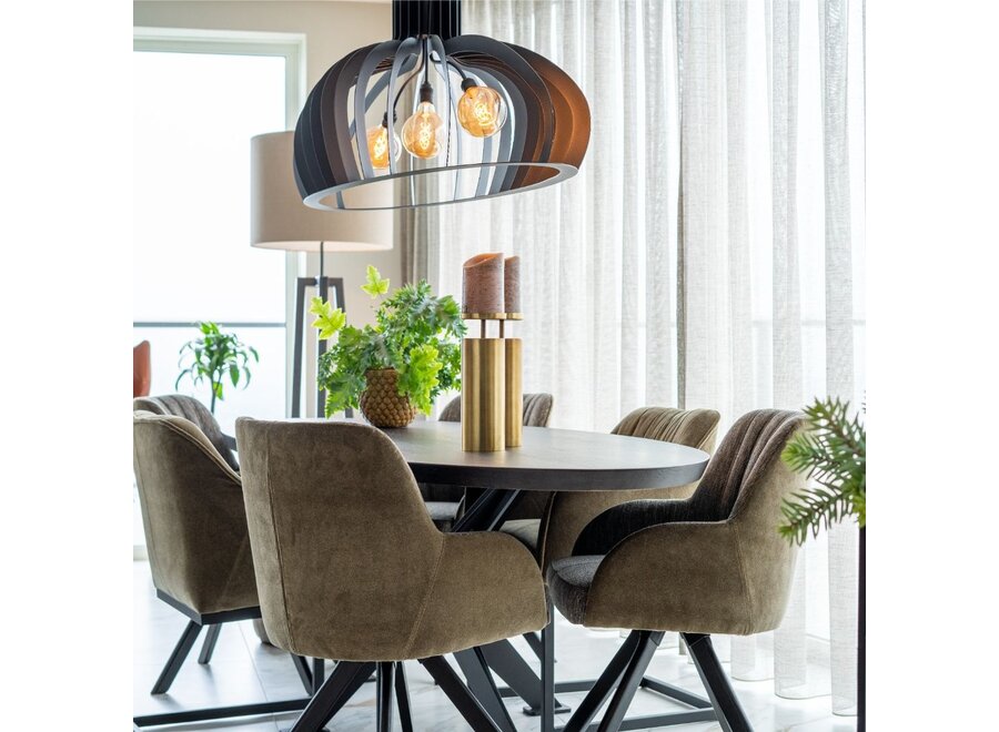 Hanging lamp 'Catania' Oval 140cm - Matt Black - 3 lights light package
