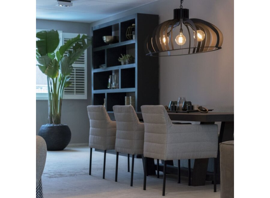 Hanging lamp 'Catania' Oval 140cm - Matt Black - 3 lights light package