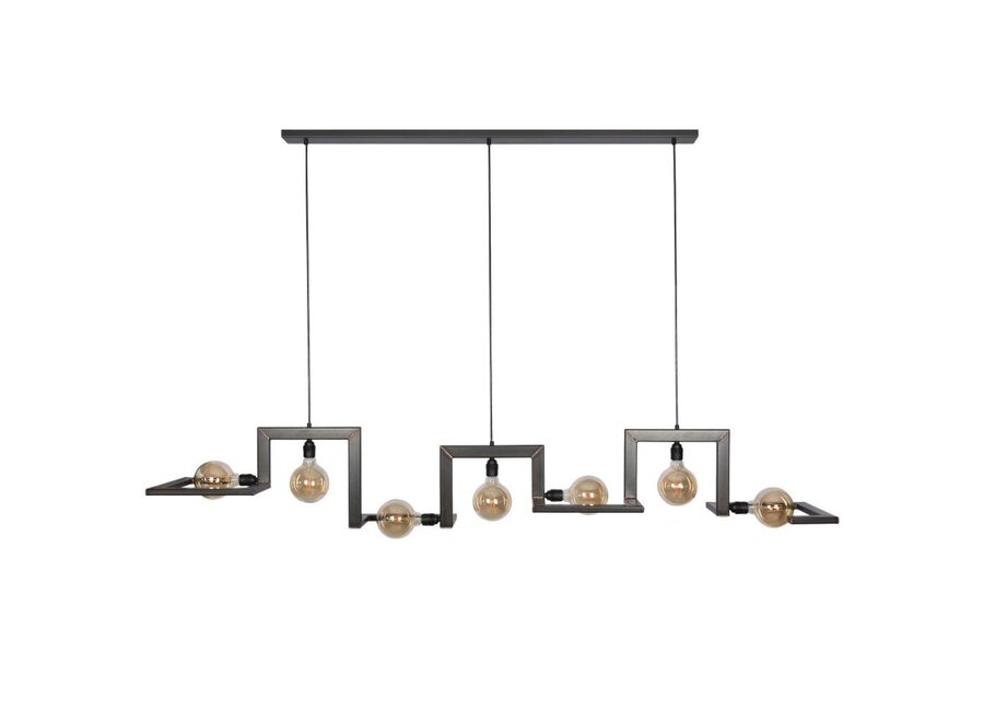 Hanging lamp 'Tortona' 210cm - Matt Black - 7 lights light package