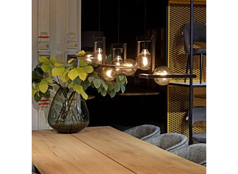 Hanging lamp 'Tortona' 210cm - Matt Black - 7 lights light package
