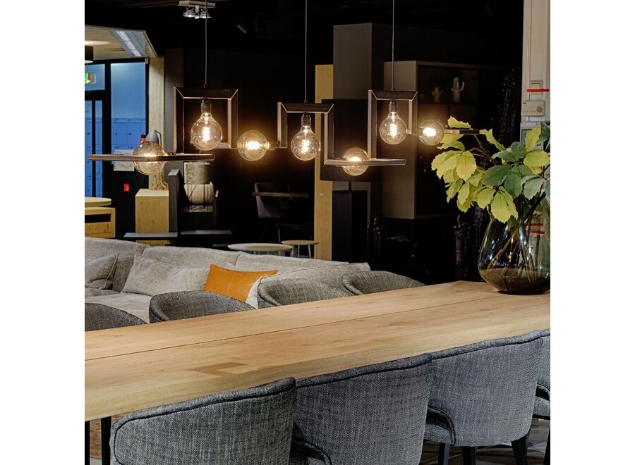 Hanging lamp 'Tortona' 210cm - Matt Black - 7 lights light package