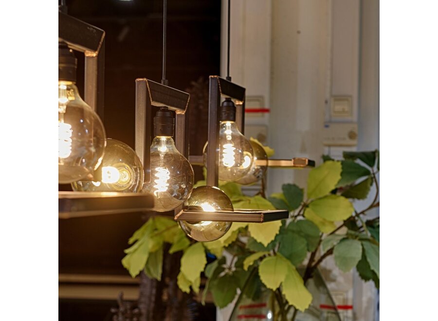 Hanging lamp 'Tortona' 210cm - Matt Black - 7 lights light package