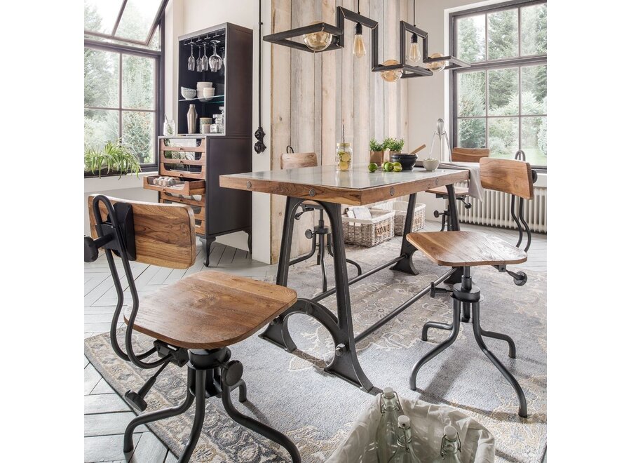 Hanging lamp 'Tortona' 150cm - Matt Black - 5 lights light package