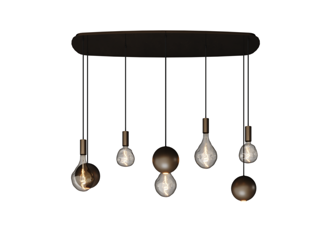 Hanging lamp 'Gerace' Danish Oval - Platinum - 8 lights light package