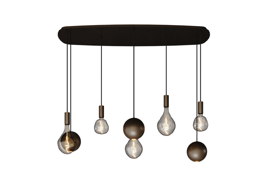 Lampe suspendue 'Gerace' Danish Oval 145cm - Platinum - 8 lumières paquet lumière