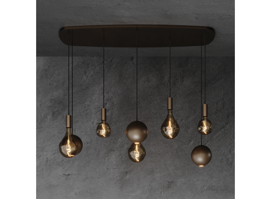 Lampe suspendue 'Gerace' Danish Oval 145cm - Platinum - 8 lumières paquet lumière